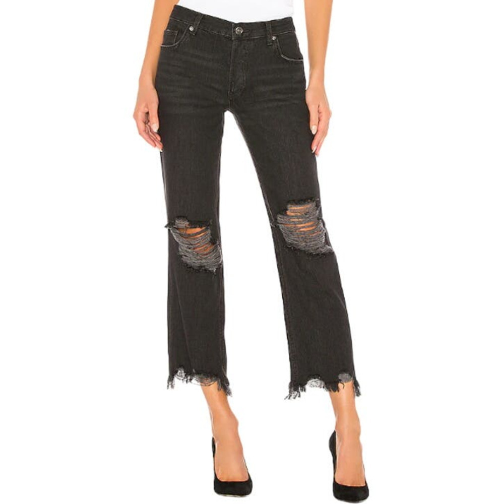 Free People We the Free Maggie Straight Jean Distressed Black Women 26